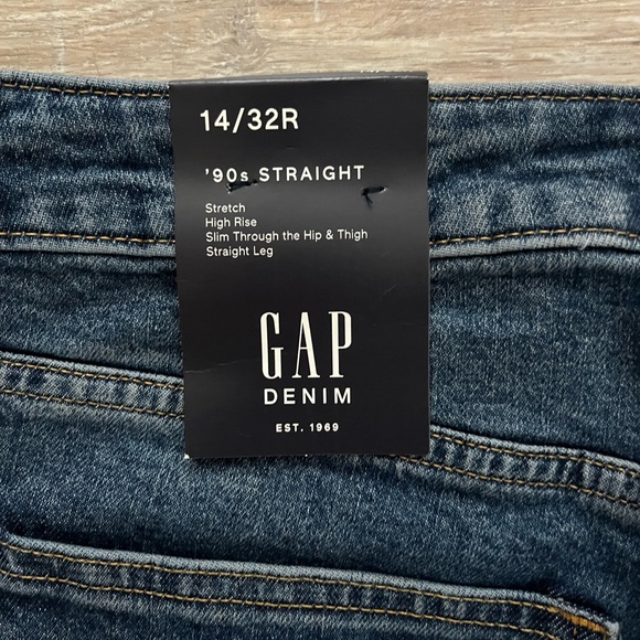 NWT GAP Women’s High Rise '90s Slim Straight Jeans Dark Indigo - Size 14 - Picture 7 of 7